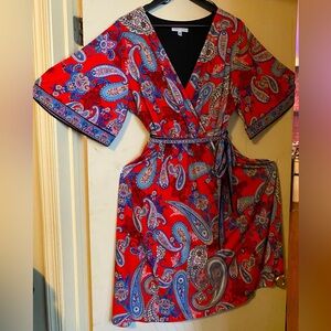 Paisley Wrap Look Dress